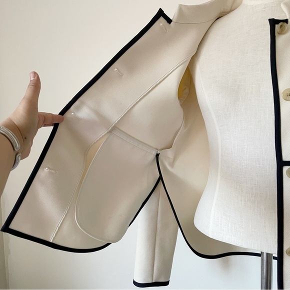 J. Crew off white Tipped Twill blazer jacket NWOT size 6 - Picture 7 of 11